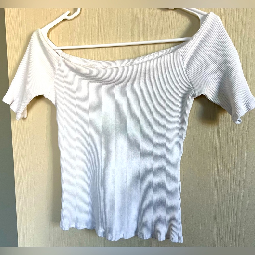 White off shoulder top.